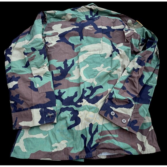 VTG US Military Shirt Mens M Green Utility Camouflage Patches Air Force L Long - Picture 6 of 8